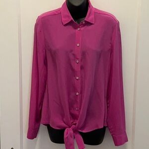 Banana Republic pure silk tie front blouse